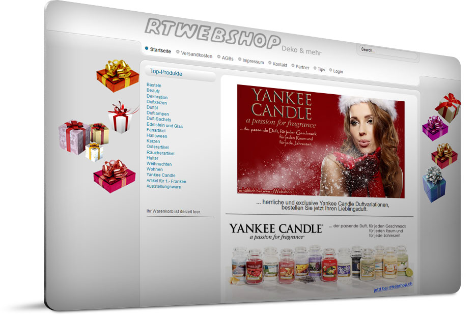 Der Onlineshop für Duftkerzen von Yankee Candle und WoodWick sowie tolle Dekoartikel - www.rtwebshop.ch